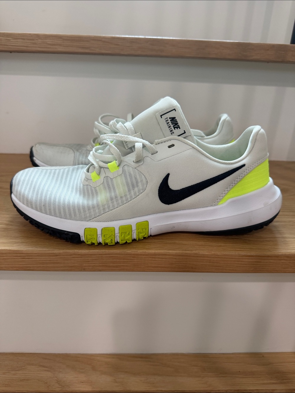 Nike Flex Training White Sneakers with Neon Yellow Accents